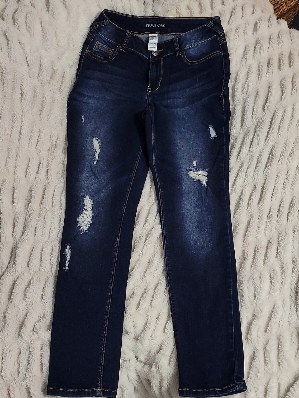 Maurices Dark Blue Distressed Skinny Jeans